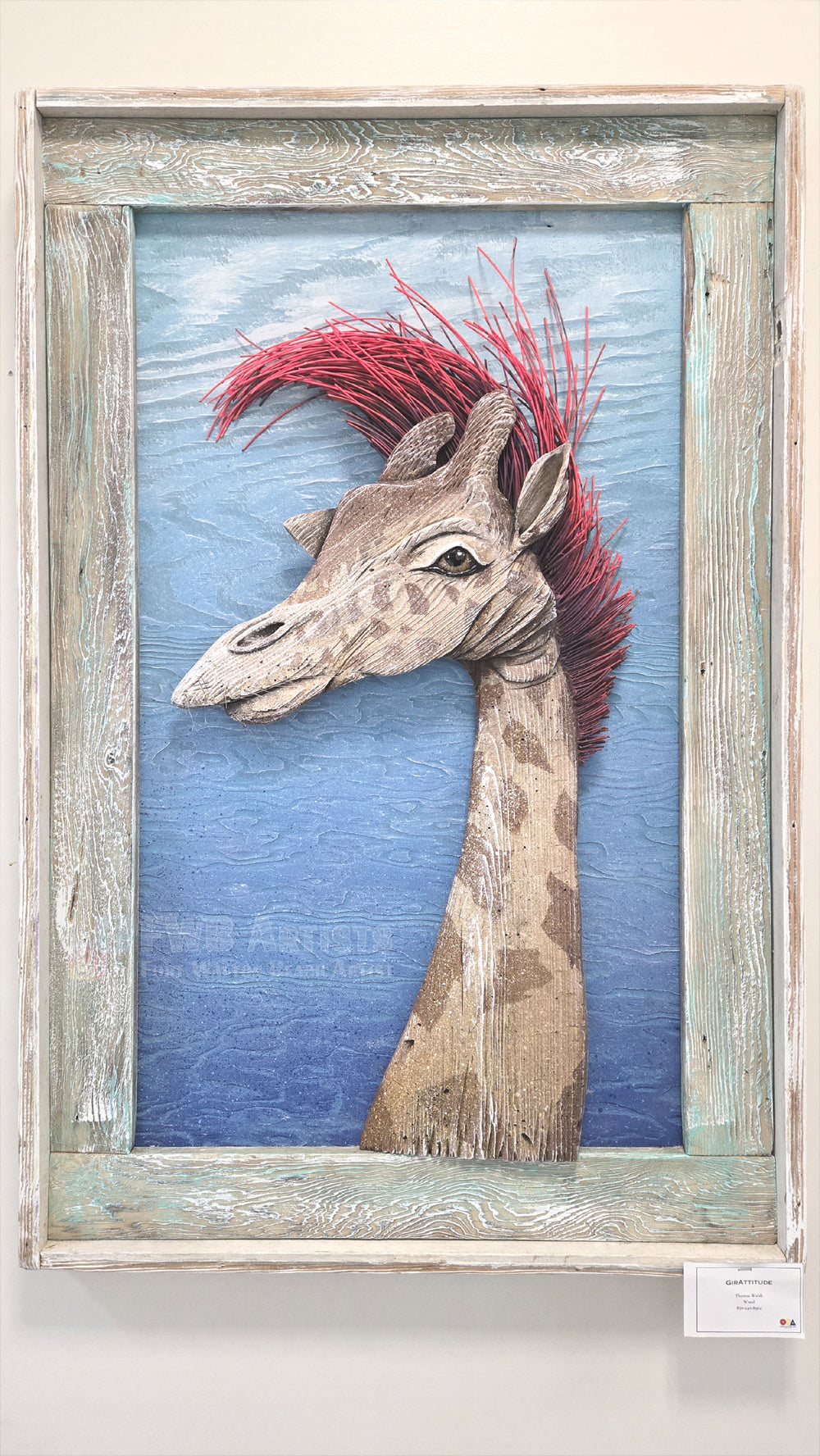 Punk Giraffe Hand-carved Wood Wall Art - Large