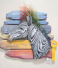 Punk Zebra Hand-carved Wood Wall Art - Large