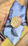 Baby Sea Turtle Hand-Carved Wood Wall Art – Medium Orange