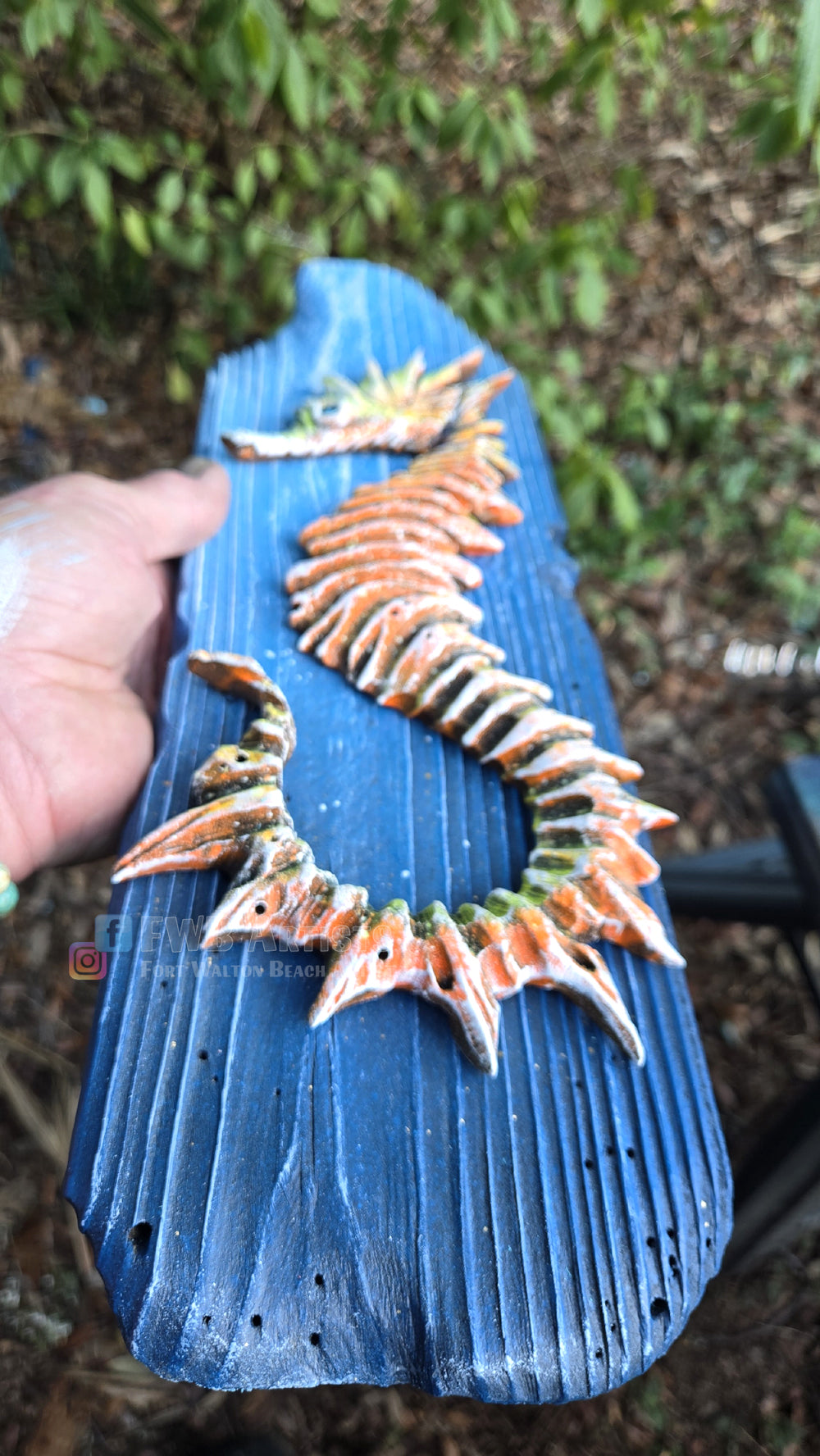 Seahorse Hand-carved Wood Wall Art - Orange