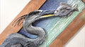 Heron Fishing Hand-carved Wood Wall Art - Large