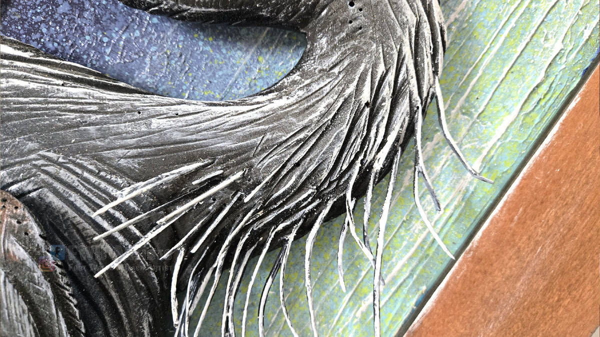 Heron Fishing Hand-carved Wood Wall Art - Large