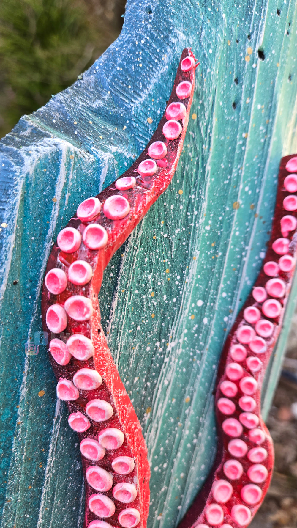 Octopus Red Hand-Carved Wood Wall Art – Medium