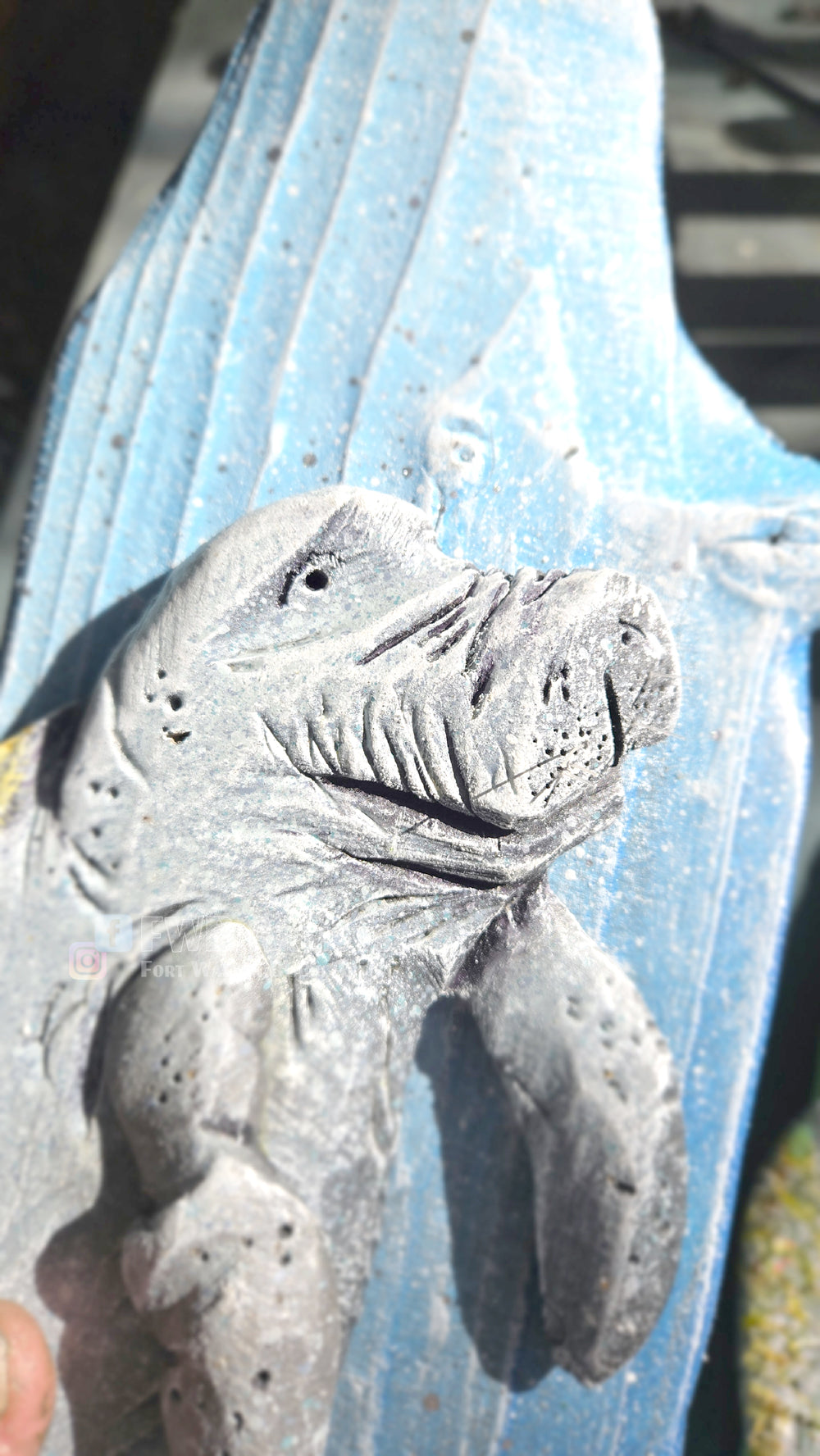 Baby Manatee (Blues) Hand-carved Wood Wall Art