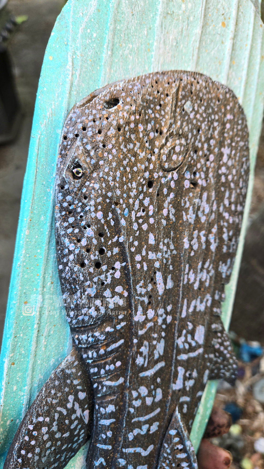 Whale Shark Hand-Carved Wood Wall Art - Medium