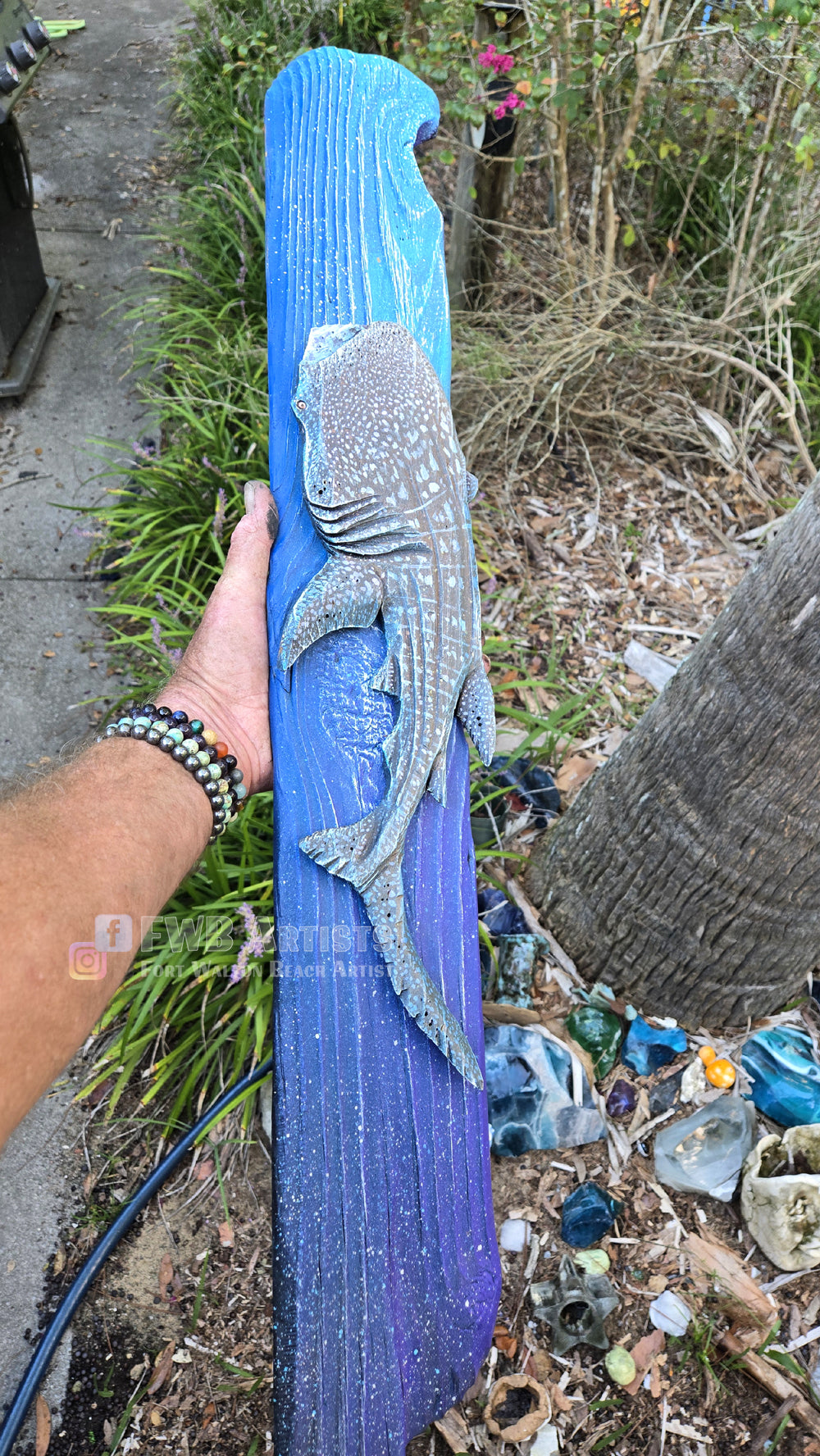 Whale Shark (B) Hand-Carved Wood Wall Art - Medium
