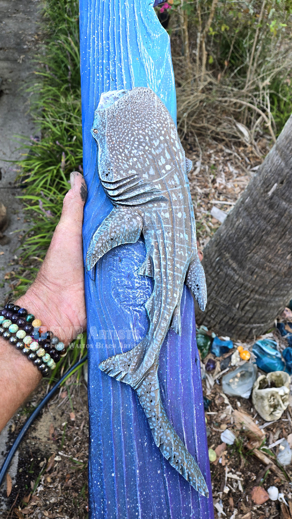 Whale Shark (B) Hand-Carved Wood Wall Art - Medium