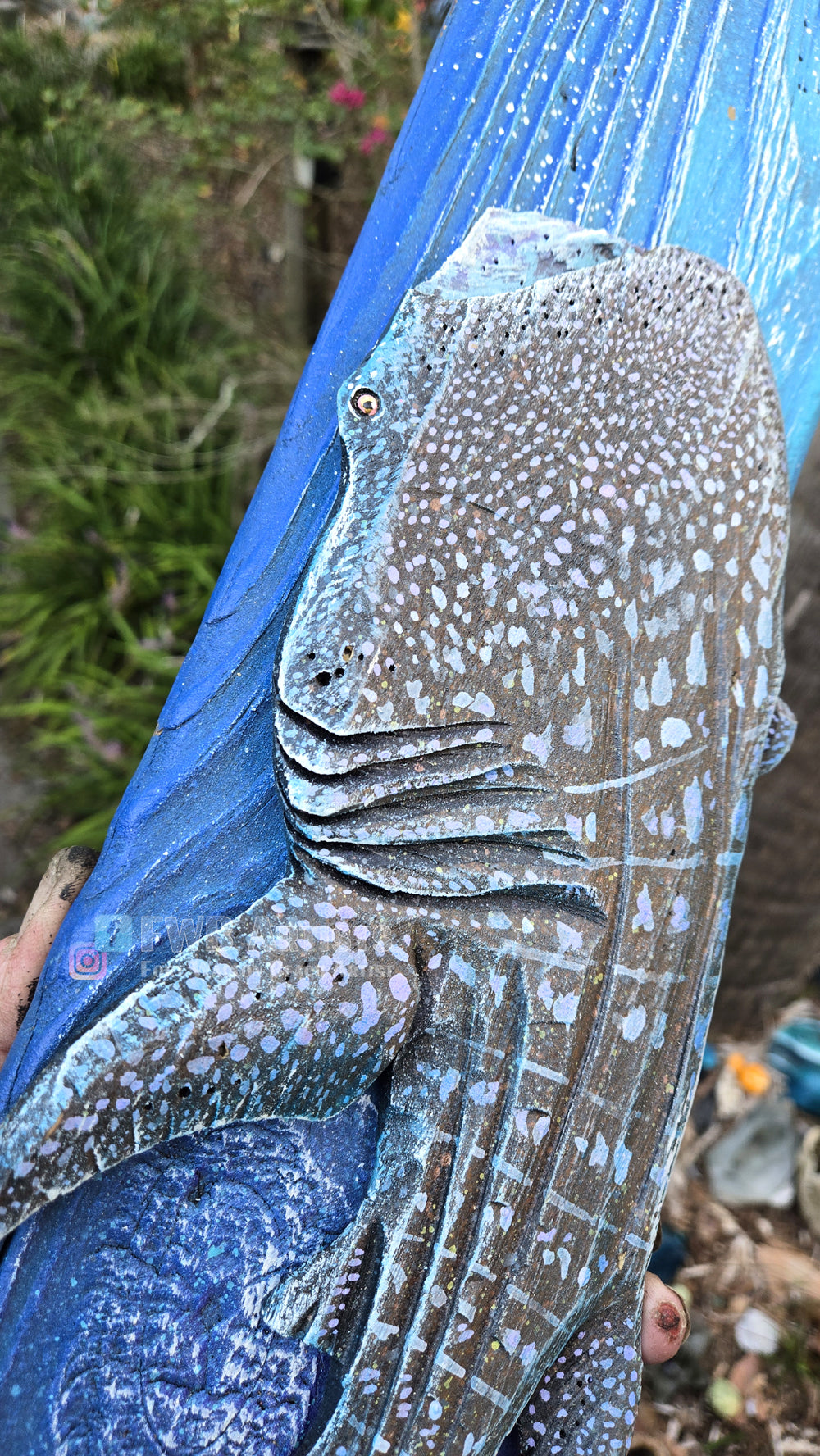Whale Shark (B) Hand-Carved Wood Wall Art - Medium